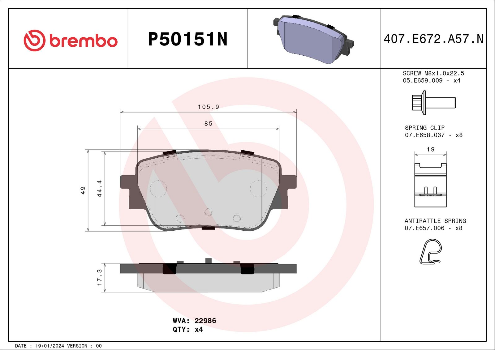 PRIME Ceramic Rear Disc Brake Pad Set - P50151N_01