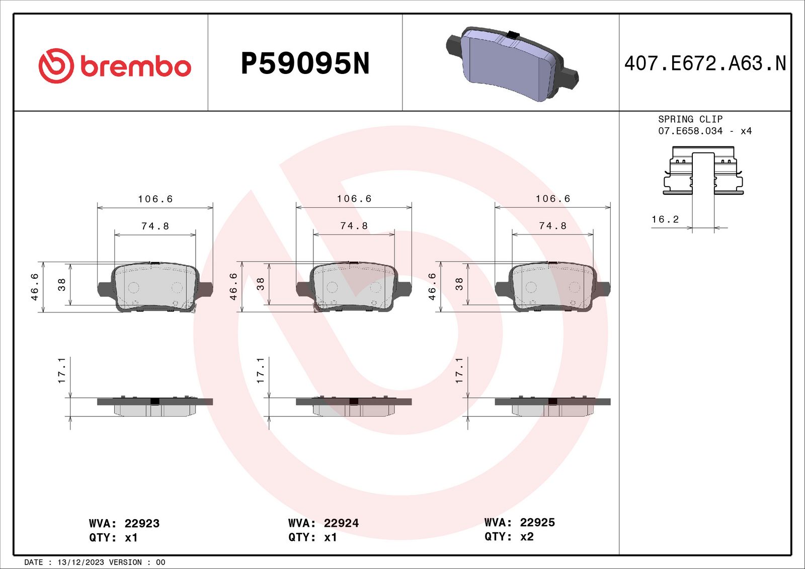 PRIME Ceramic Rear Disc Brake Pad Set - P59095N_01