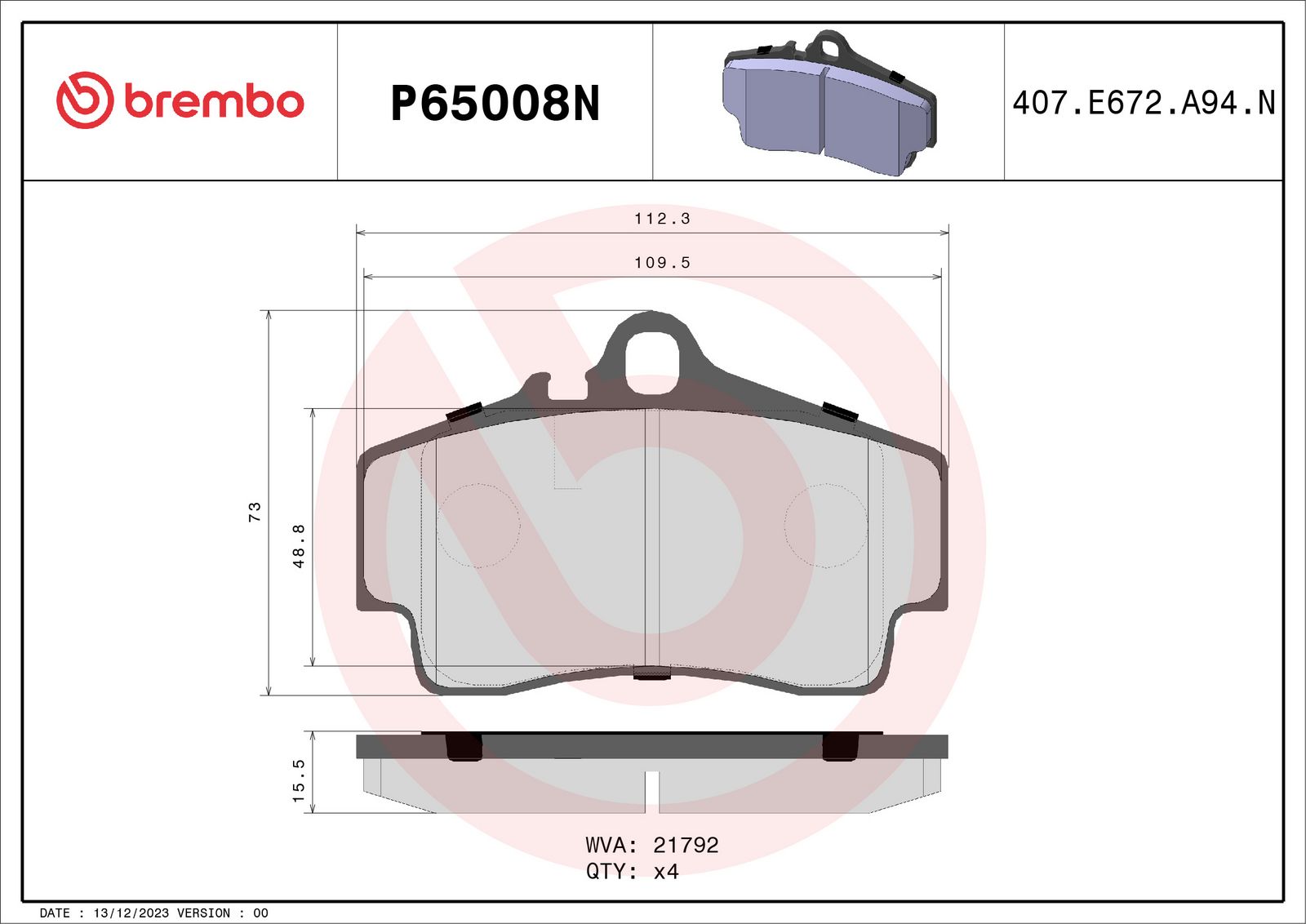 PRIME Ceramic Rear Disc Brake Pad Set - P65008N_02