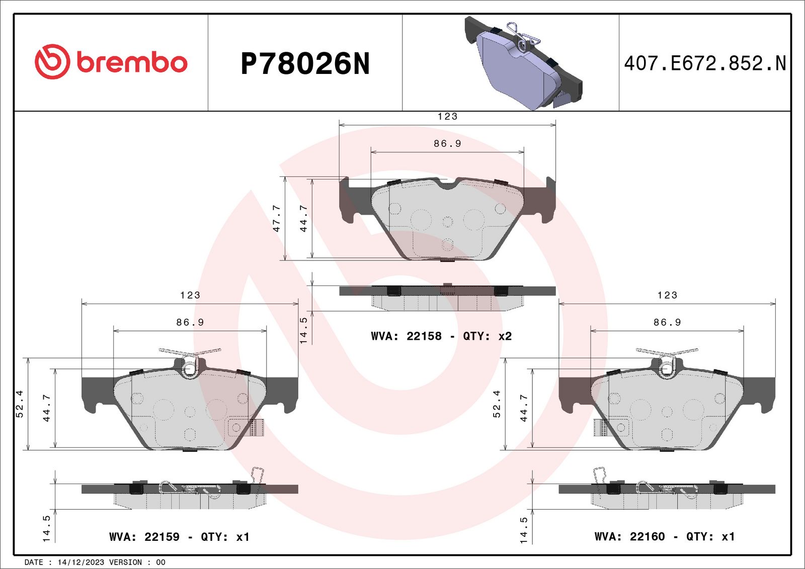 PRIME Ceramic Rear Disc Brake Pad Set - P78026N_02