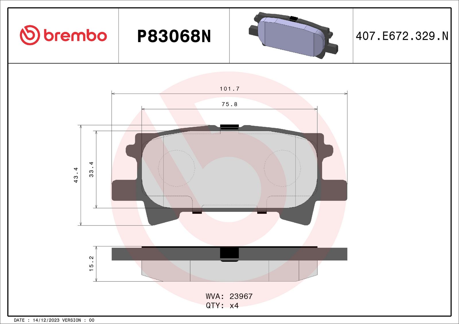PRIME Ceramic Rear Disc Brake Pad Set - P83068N_02
