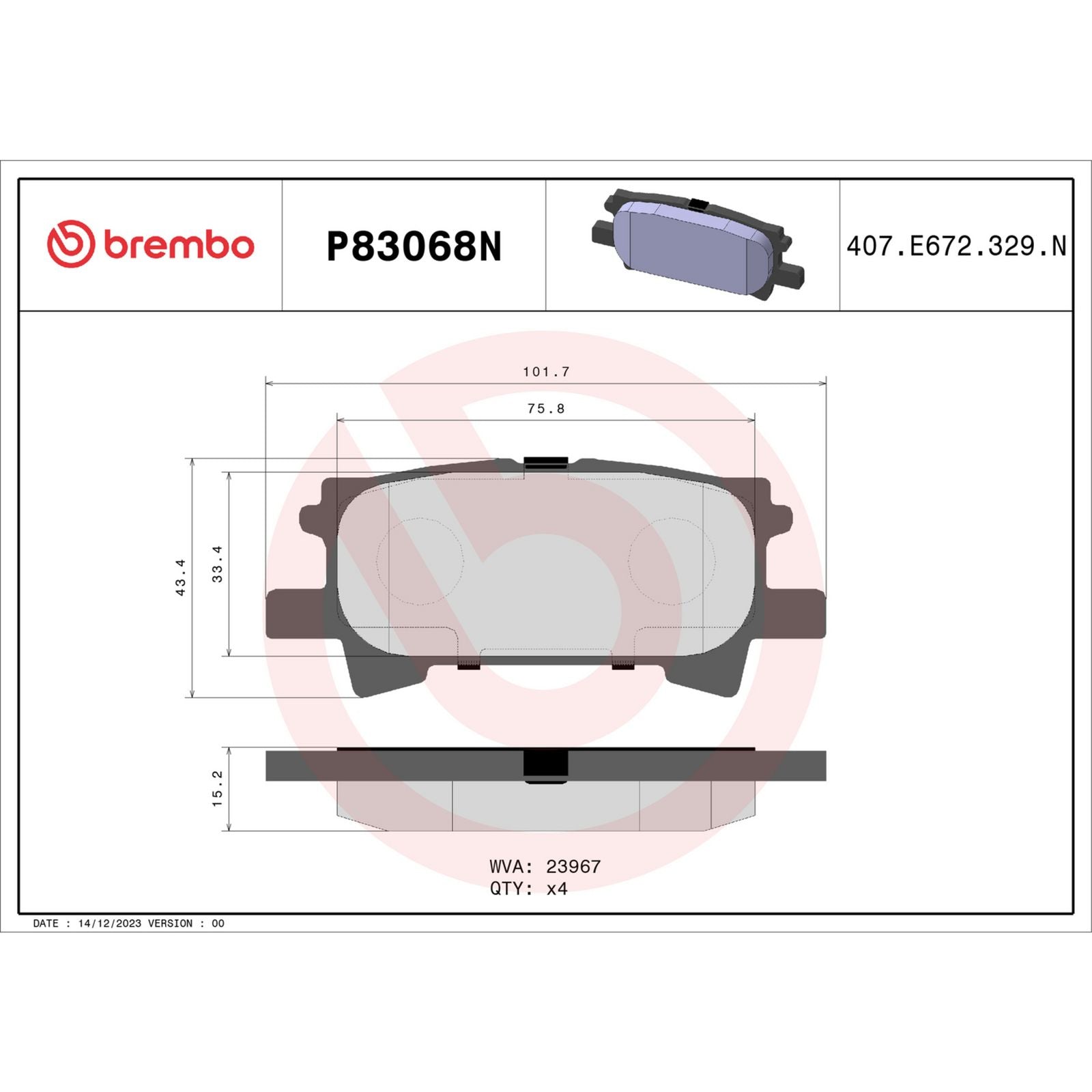 PRIME Ceramic Rear Disc Brake Pad Set - P83068N_05