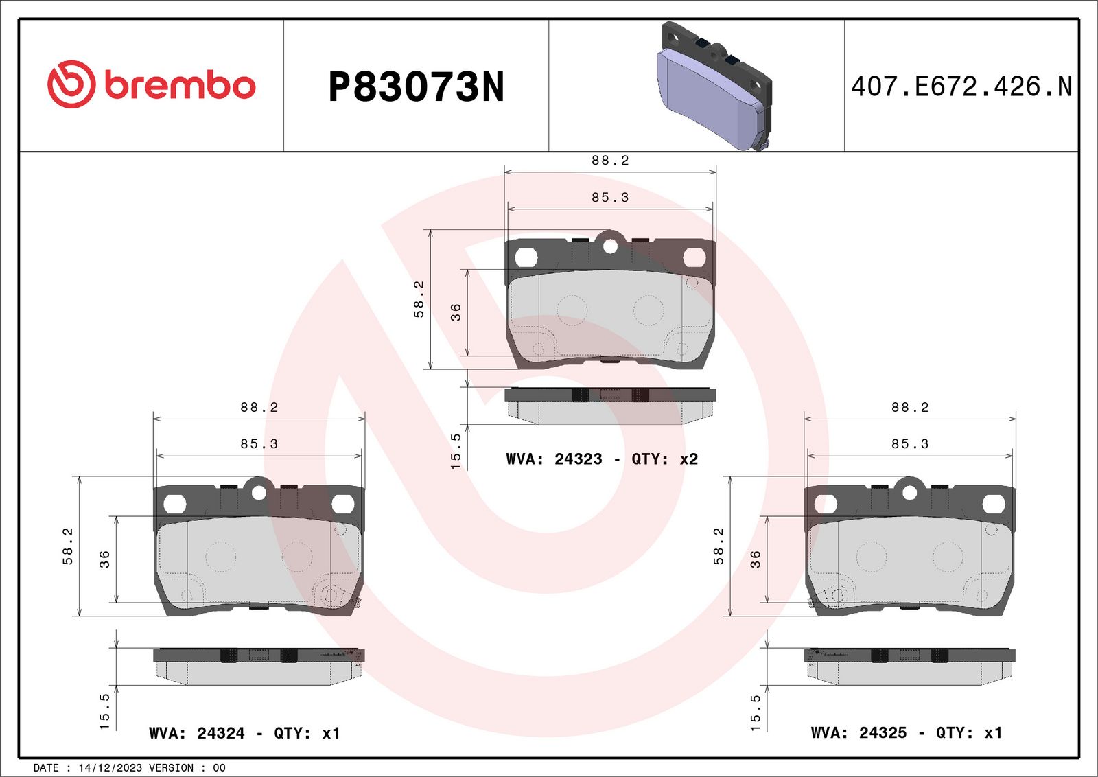 PRIME Ceramic Rear Disc Brake Pad Set - P83073N_02