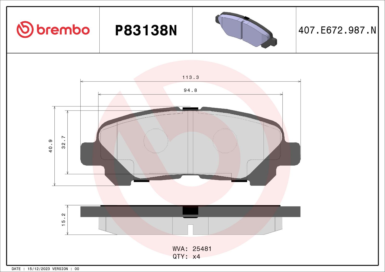 PRIME Ceramic Rear Disc Brake Pad Set - P83138N_02