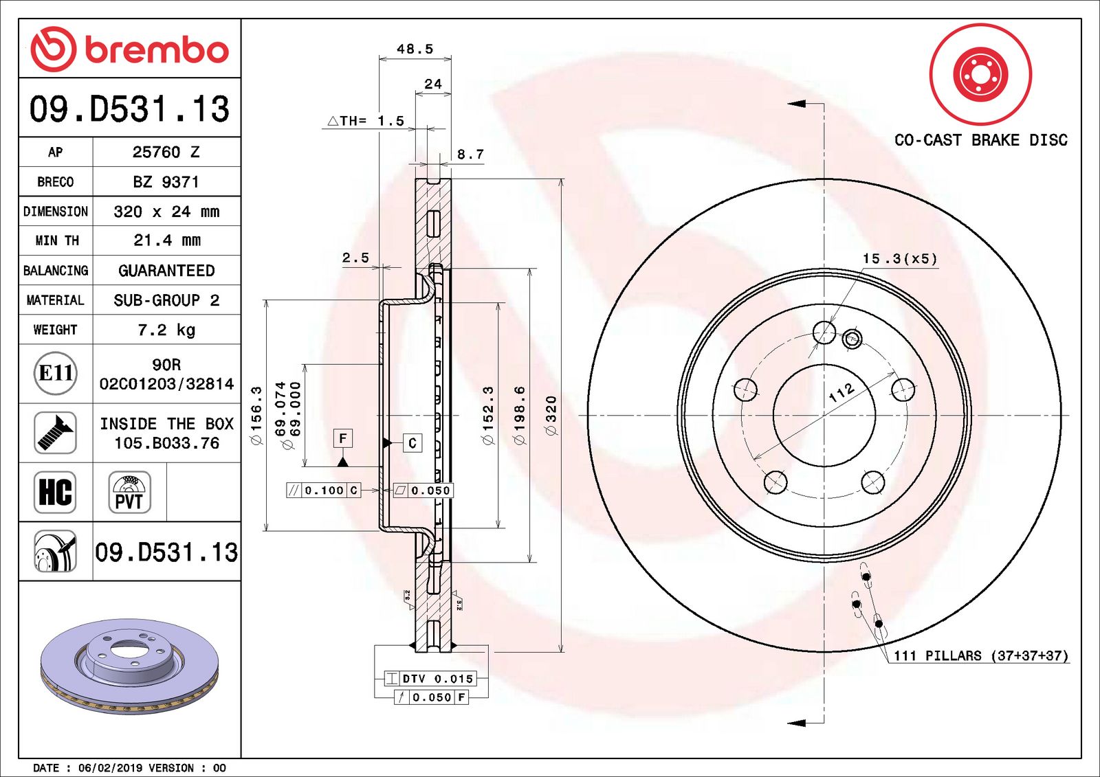 PRIME Co-cast Rear Disc Brake Rotor - 09.D531.13_06