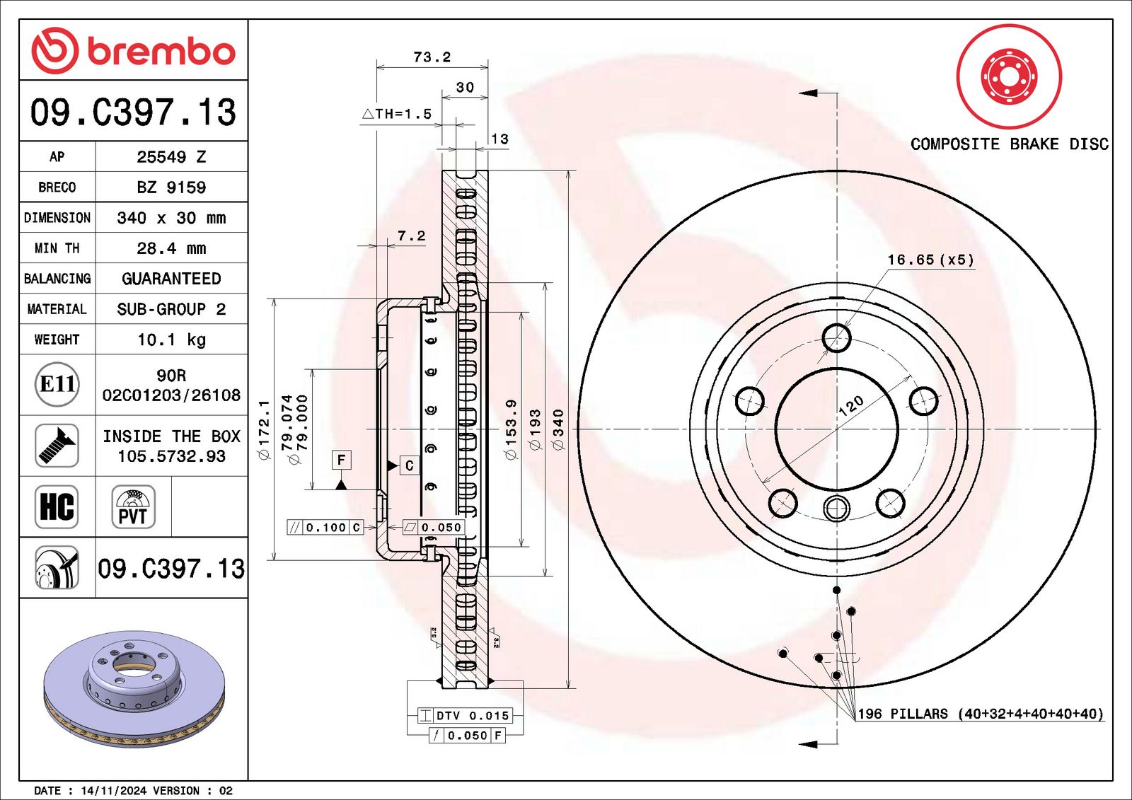 PRIME Composite Front Disc Brake Rotor - 09.C397.13_07