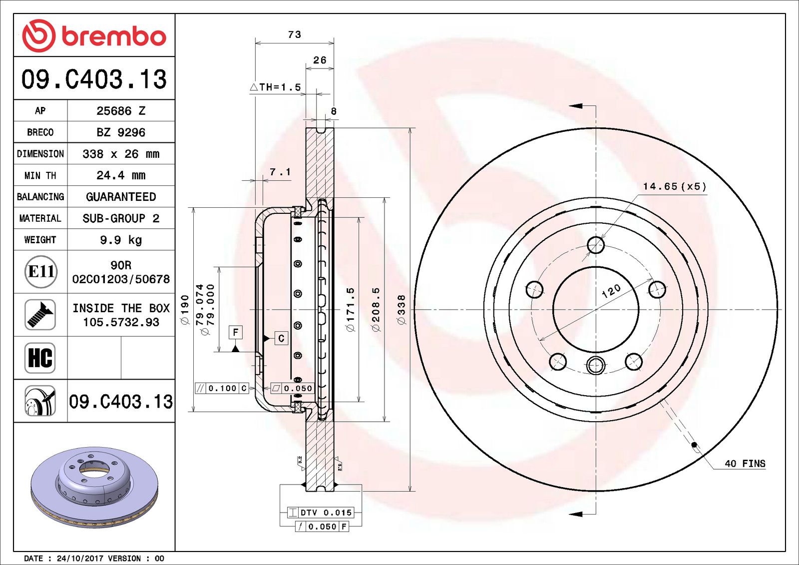 PRIME Composite Front Disc Brake Rotor - 09.C403.13_07