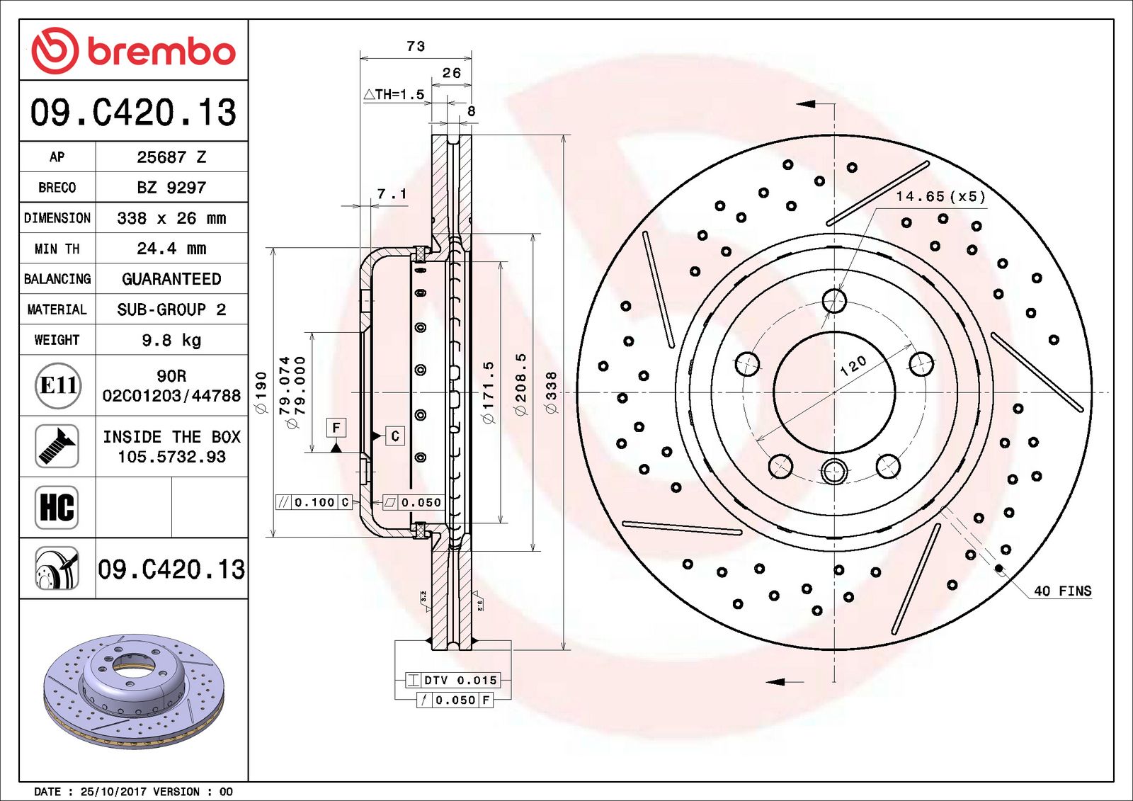 PRIME Composite Front Disc Brake Rotor - 09.C420.13_07
