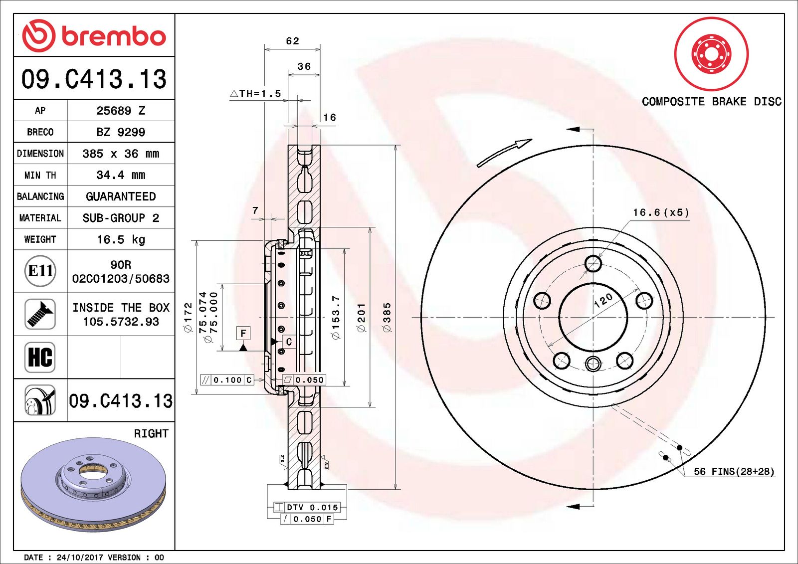 PRIME Composite Front Right Disc Brake Rotor - 09.C413.13_06