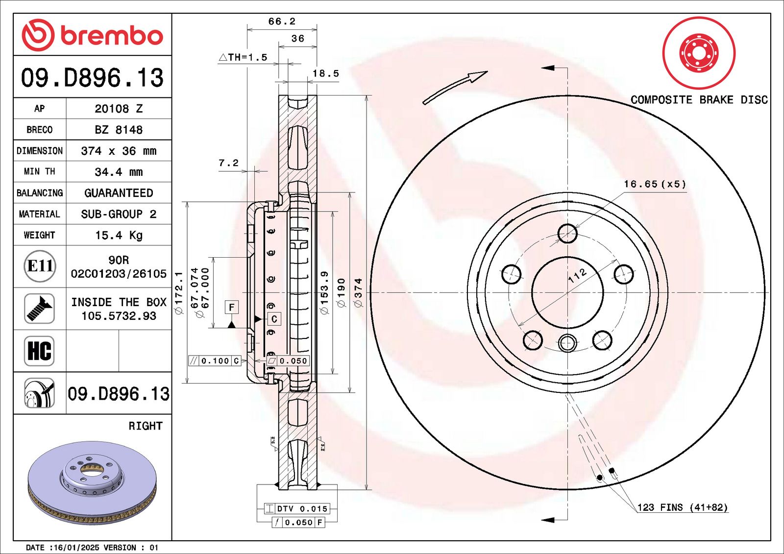 PRIME Composite Front Right Disc Brake Rotor - 09.D896.13_06
