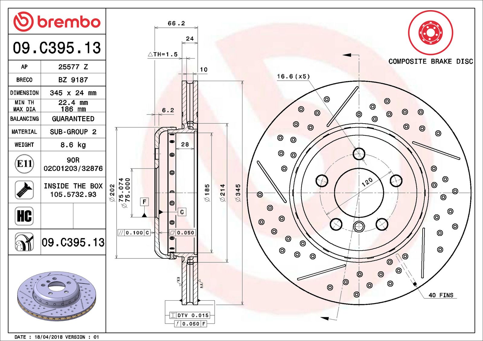 PRIME Composite Rear Disc Brake Rotor - 09.C395.13_06