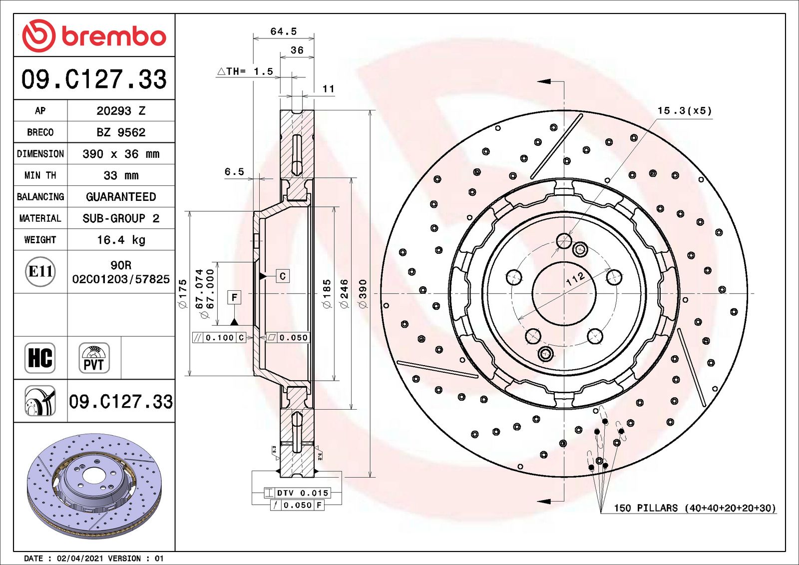 PRIME Dual Cast Front Disc Brake Rotor - 09.C127.33_06