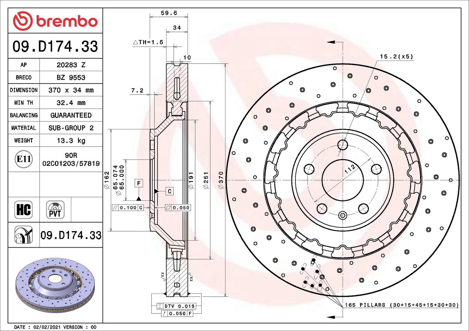 PRIME Dual Cast Front Disc Brake Rotor - 09.D174.33_06