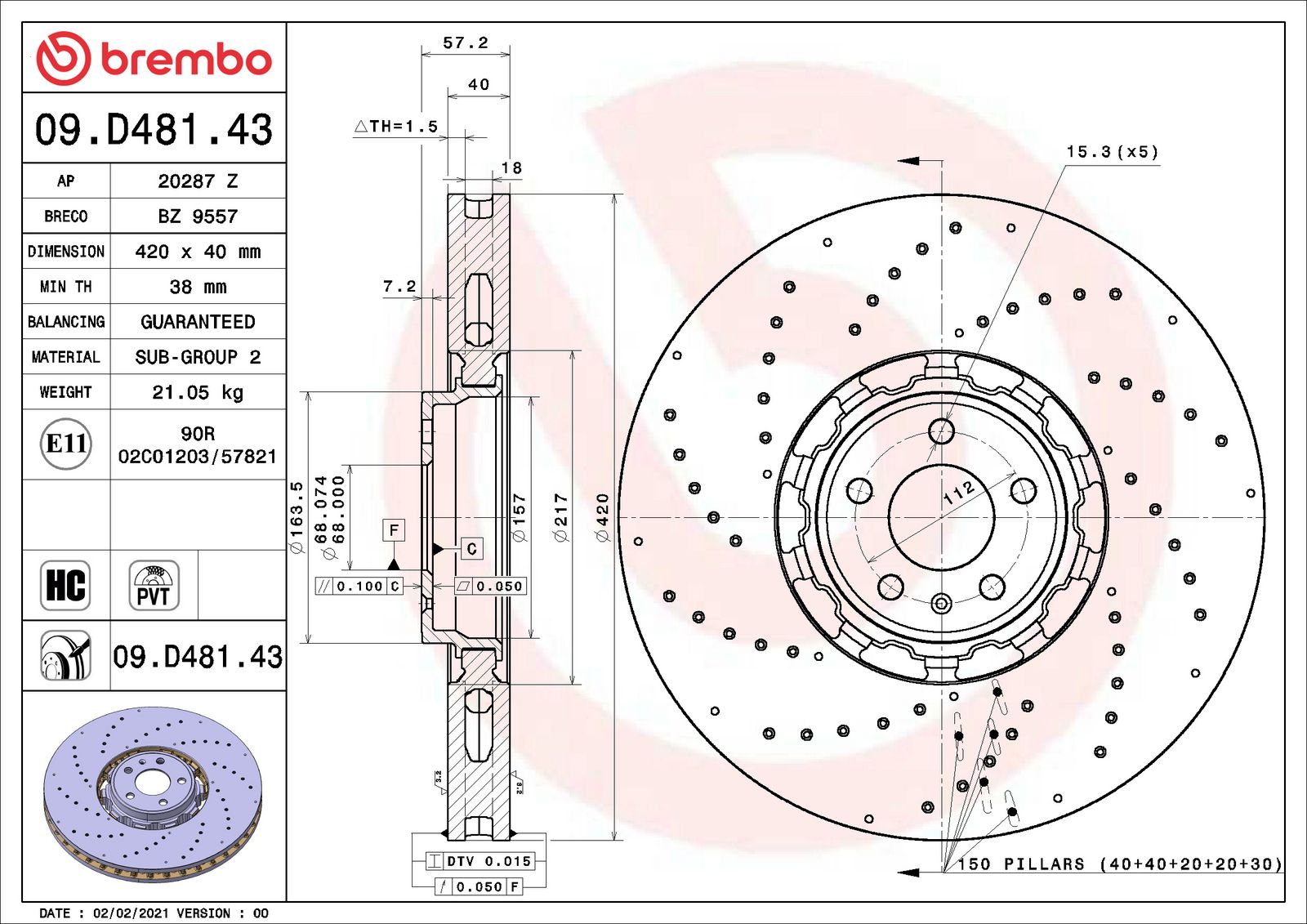 PRIME Dual Cast Front Disc Brake Rotor - 09.D481.43_02