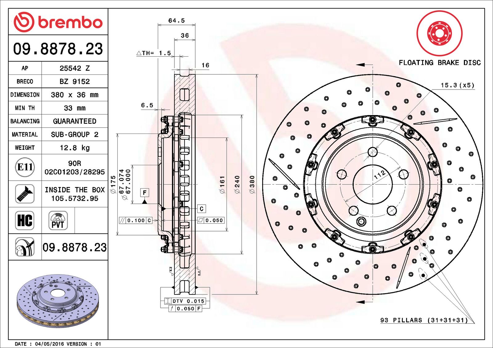 PRIME Floating Front Disc Brake Rotor - 09.8878.23_07