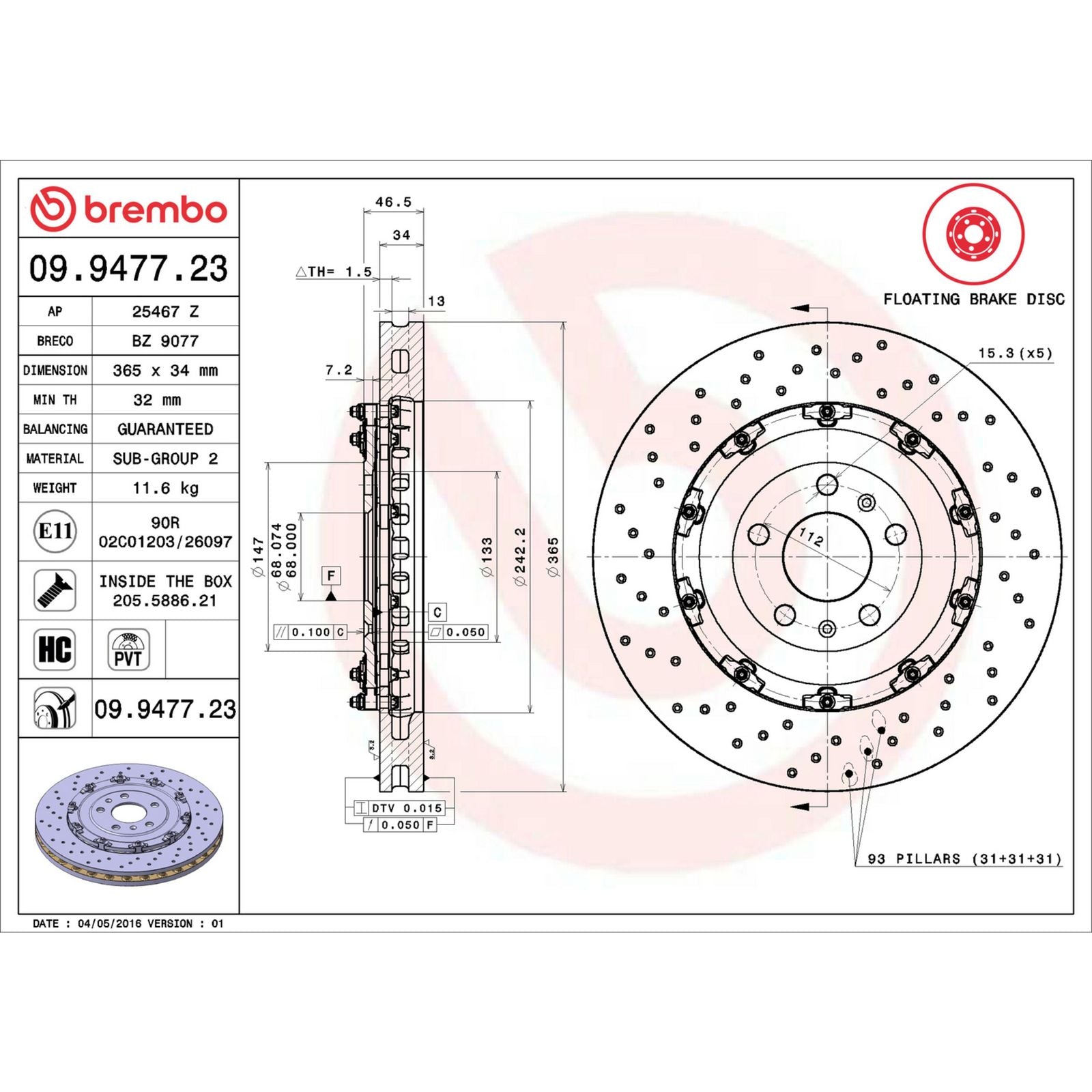PRIME Floating Front Disc Brake Rotor - 09.9477.23_06