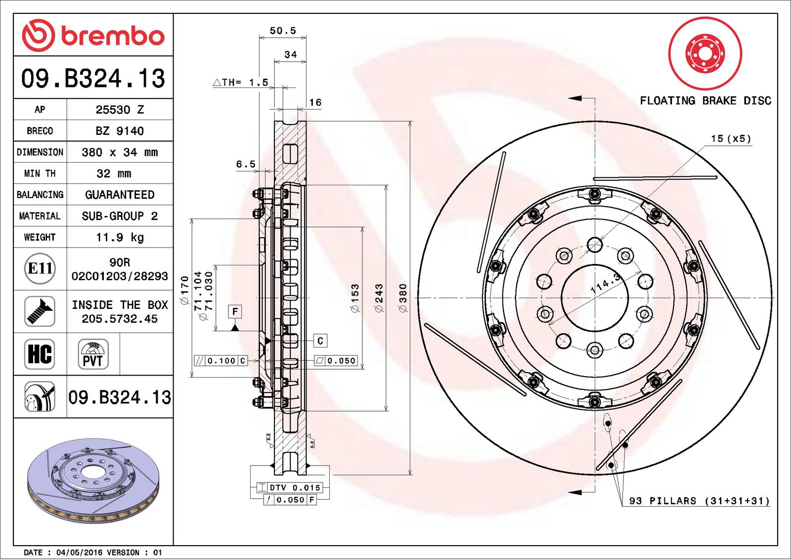 PRIME Floating Front Disc Brake Rotor - 09.B324.13_06