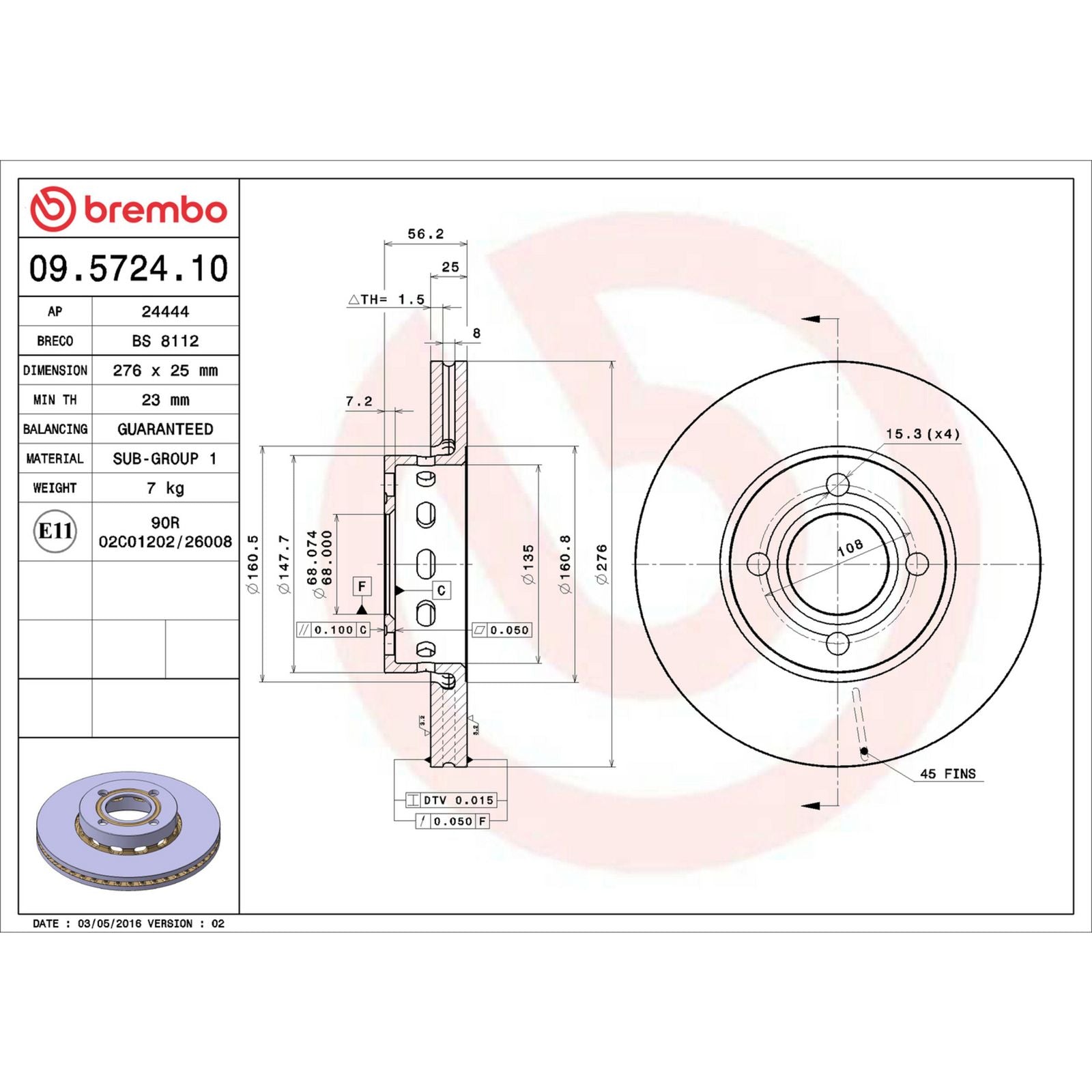 PRIME Front Disc Brake Rotor - 09.5724.10_01
