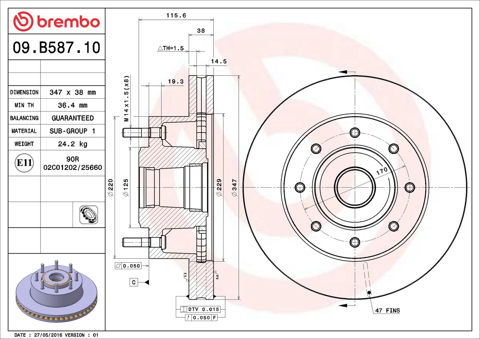 PRIME Front Disc Brake Rotor - 09.B587.10_06