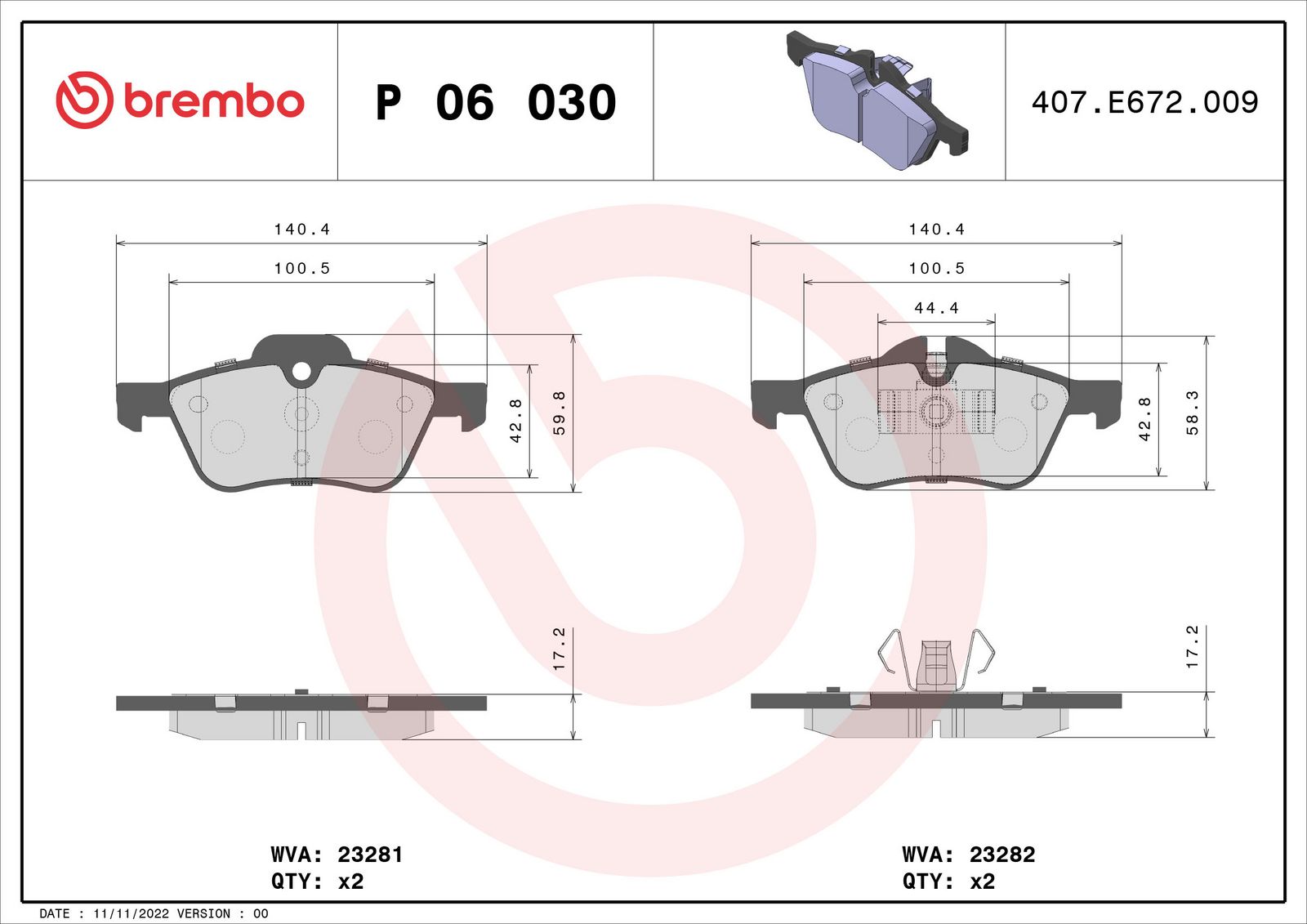 PRIME Low-Met Front Disc Brake Pad Set - P06030_03