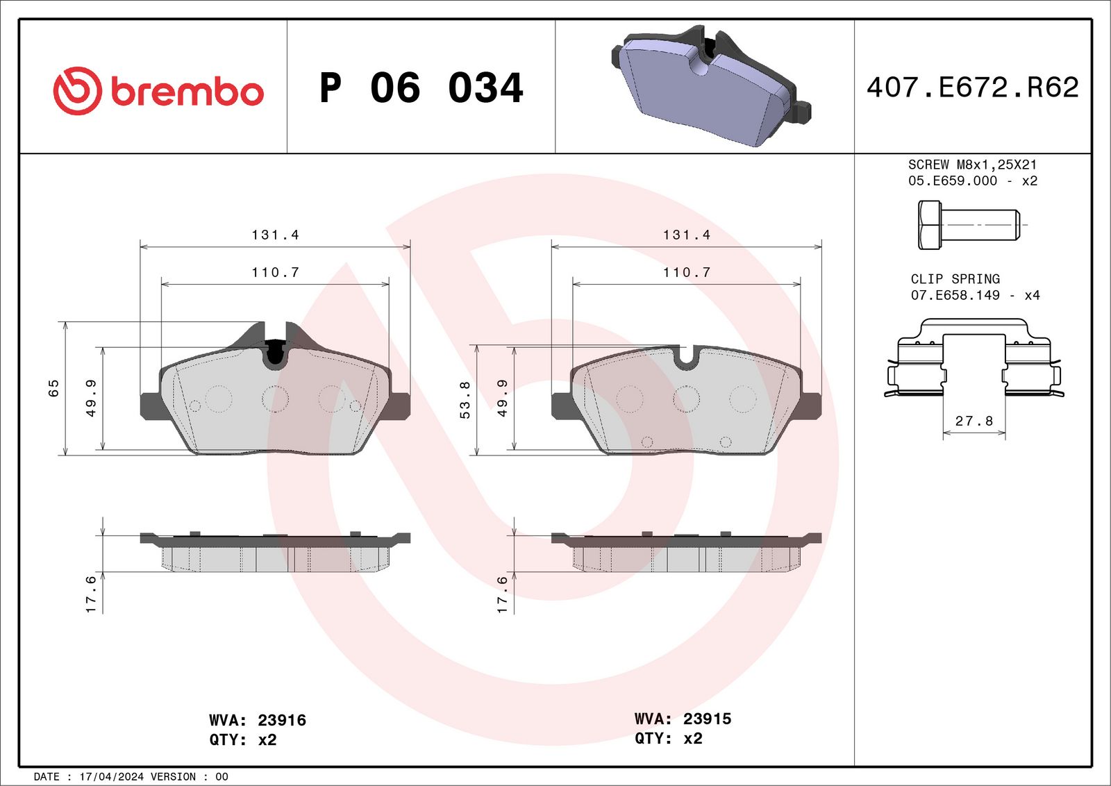 PRIME Low-Met Front Disc Brake Pad Set - P06034_03