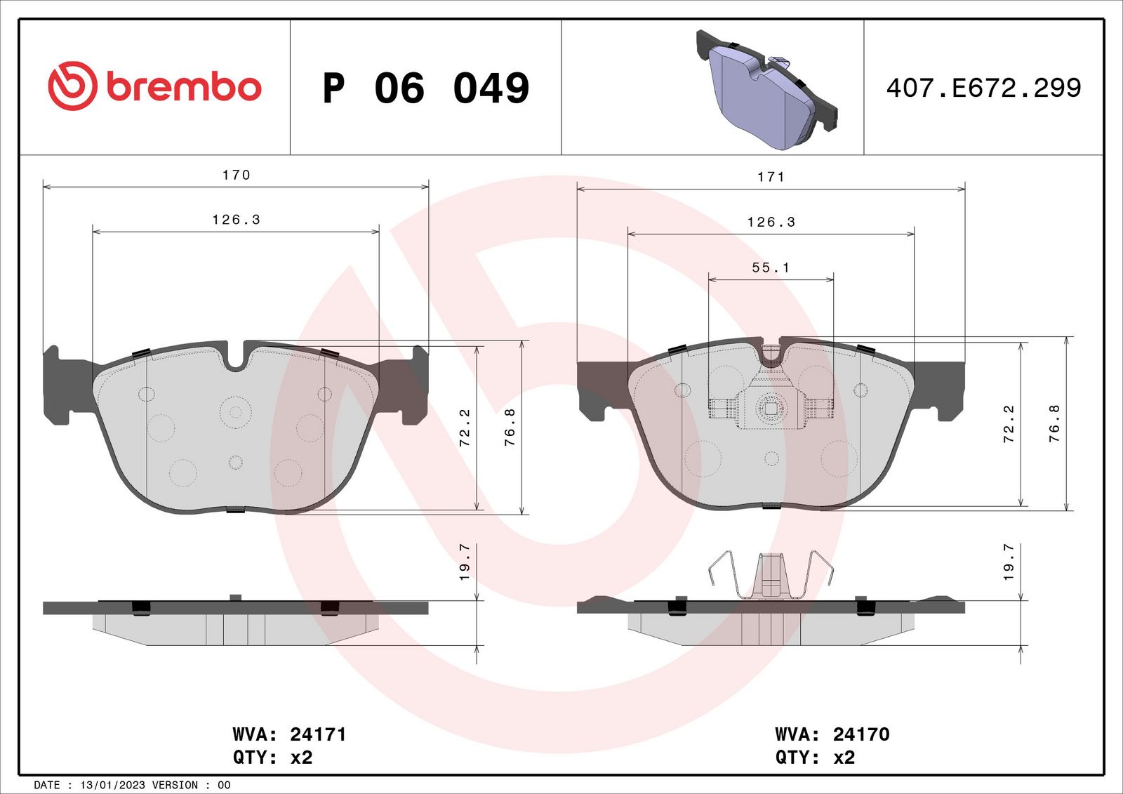 PRIME Low-Met Front Disc Brake Pad Set - P06049_03