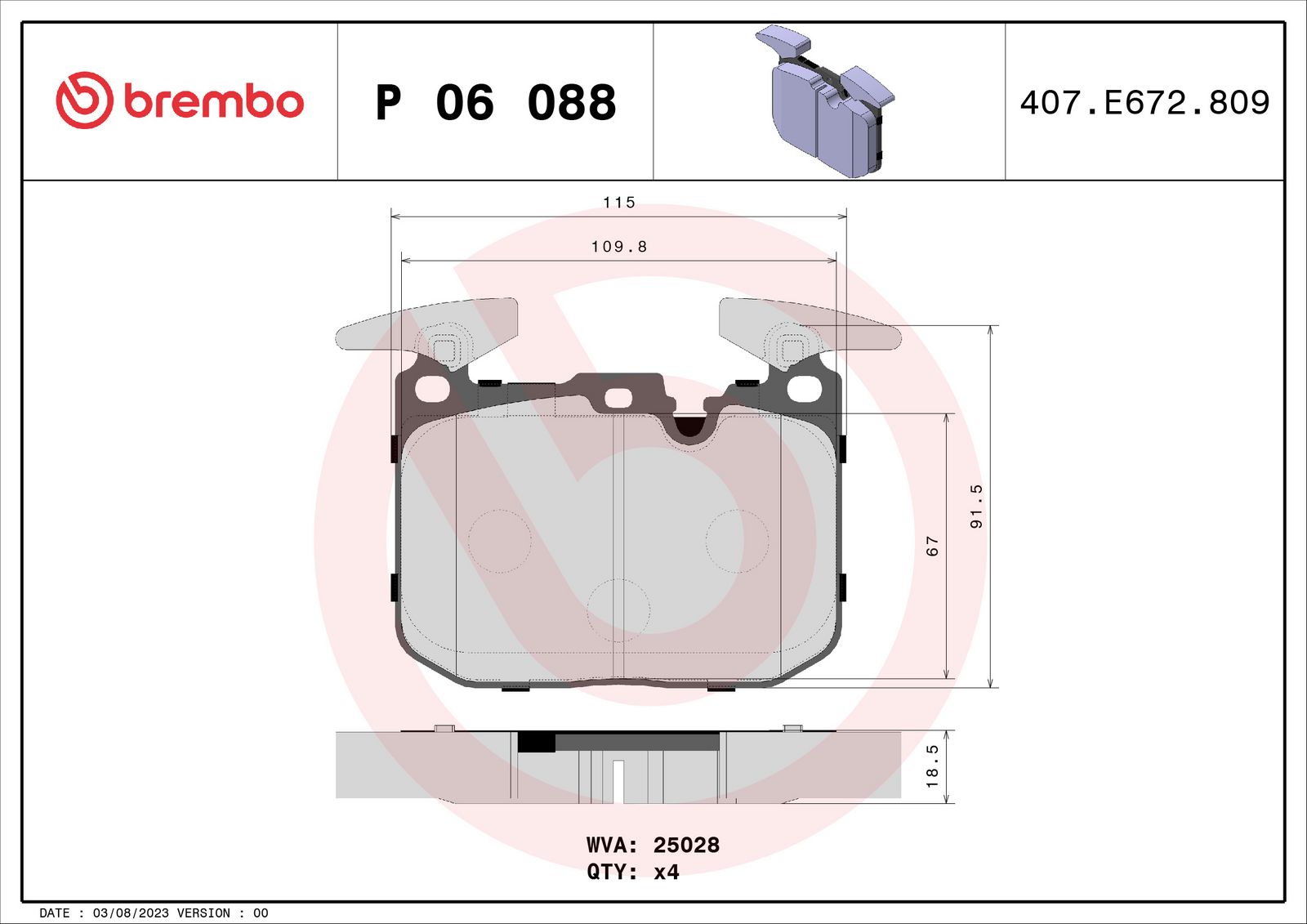 PRIME Low-Met Front Disc Brake Pad Set - P06088_03