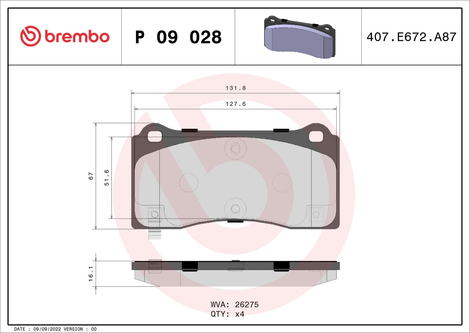 PRIME Low-Met Front Disc Brake Pad Set - P09028_03