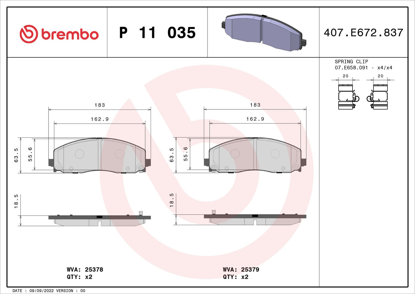PRIME Low-Met Front Disc Brake Pad Set - P11035_01