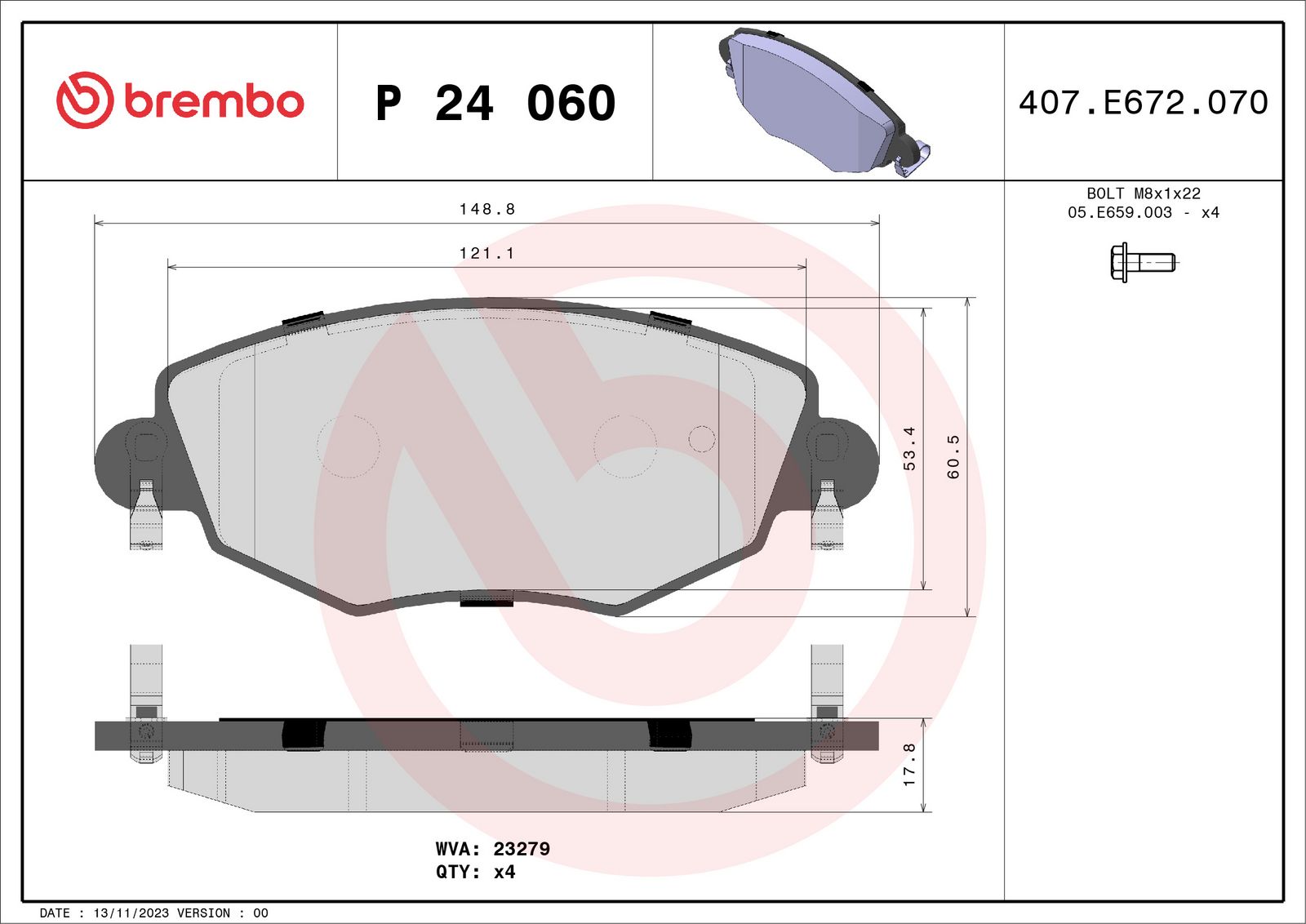 PRIME Low-Met Front Disc Brake Pad Set - P24060_03