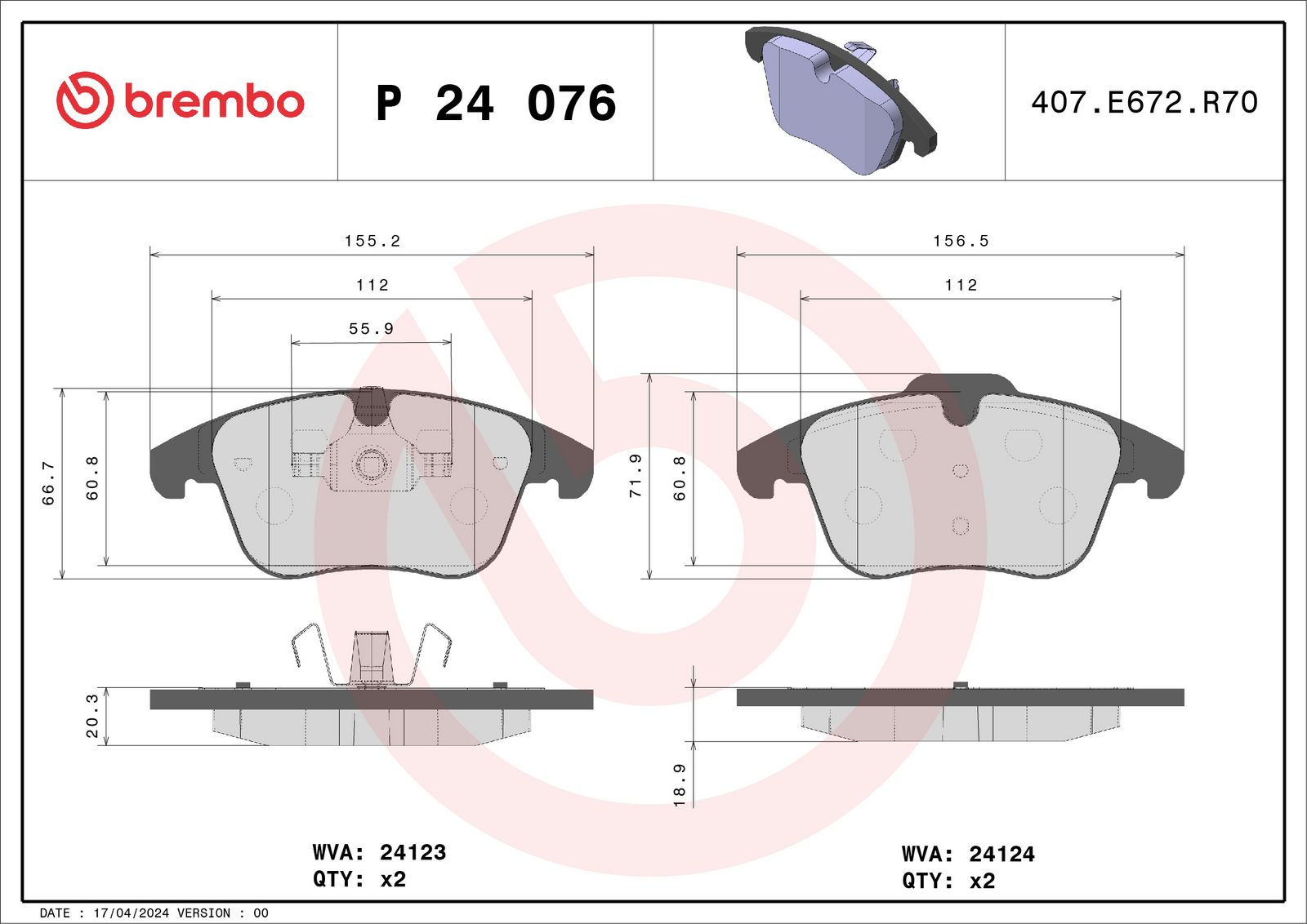 PRIME Low-Met Front Disc Brake Pad Set - P24076_03
