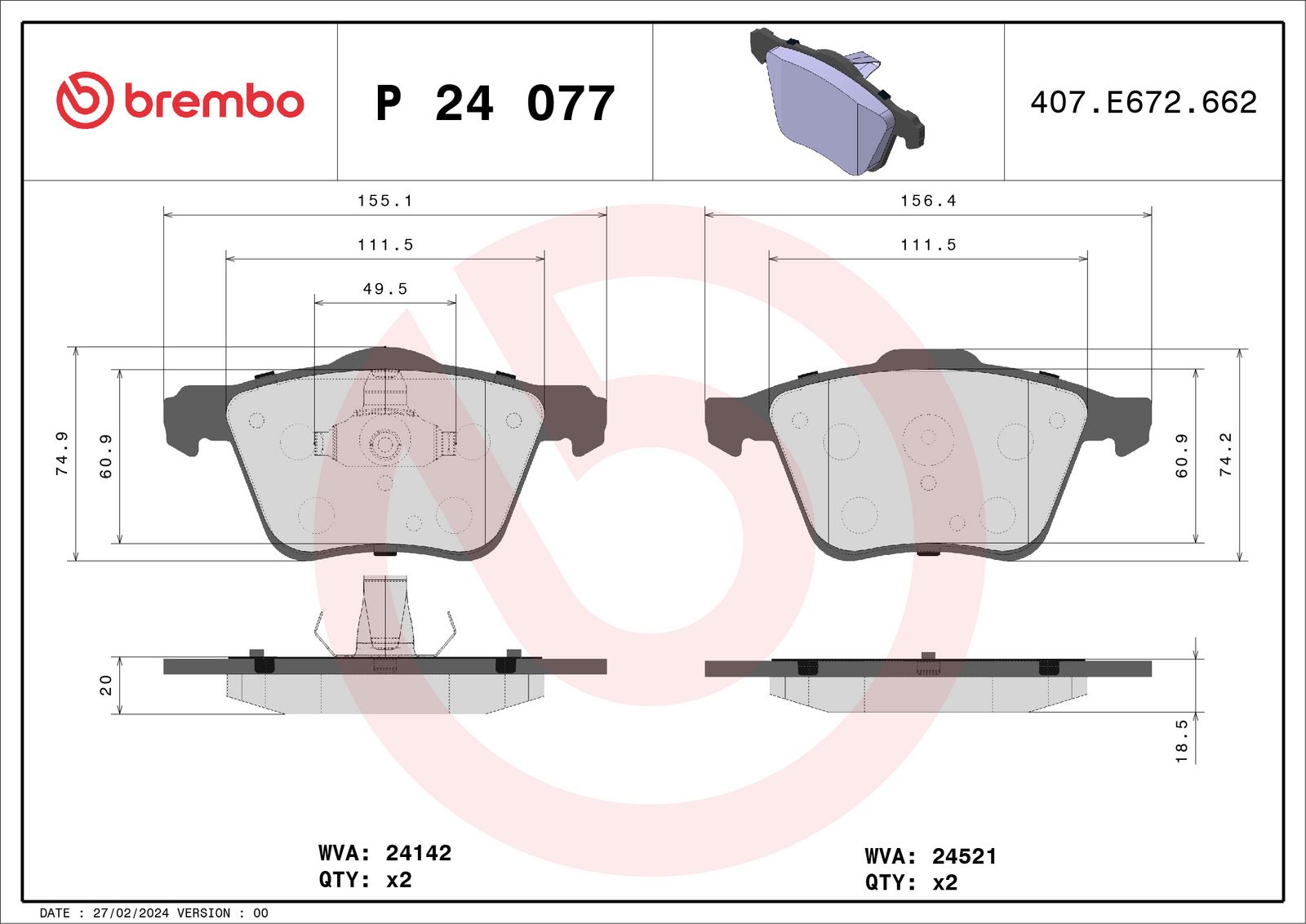 PRIME Low-Met Front Disc Brake Pad Set - P24077_01