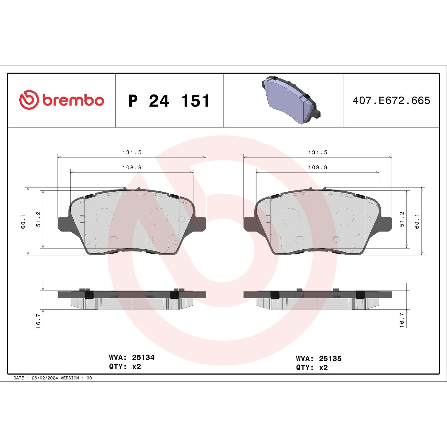 PRIME Low-Met Front Disc Brake Pad Set - P24151_02