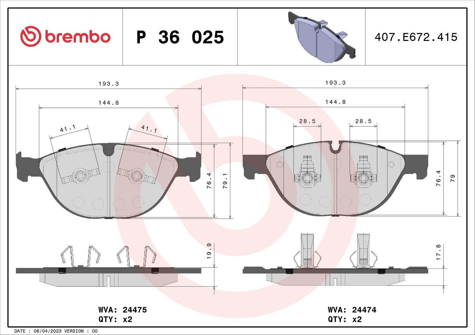 PRIME Low-Met Front Disc Brake Pad Set - P36025_01