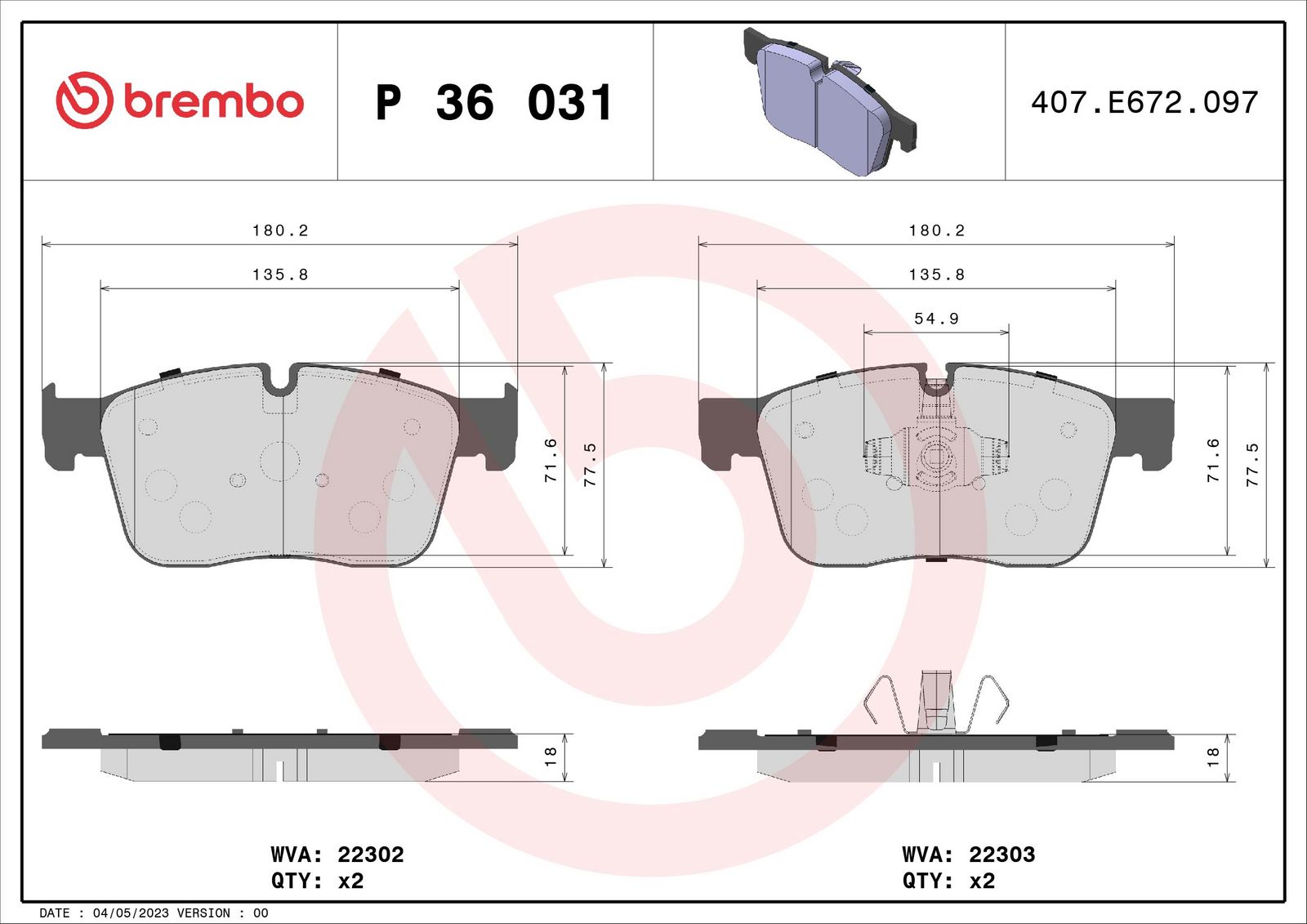 PRIME Low-Met Front Disc Brake Pad Set - P36031_03
