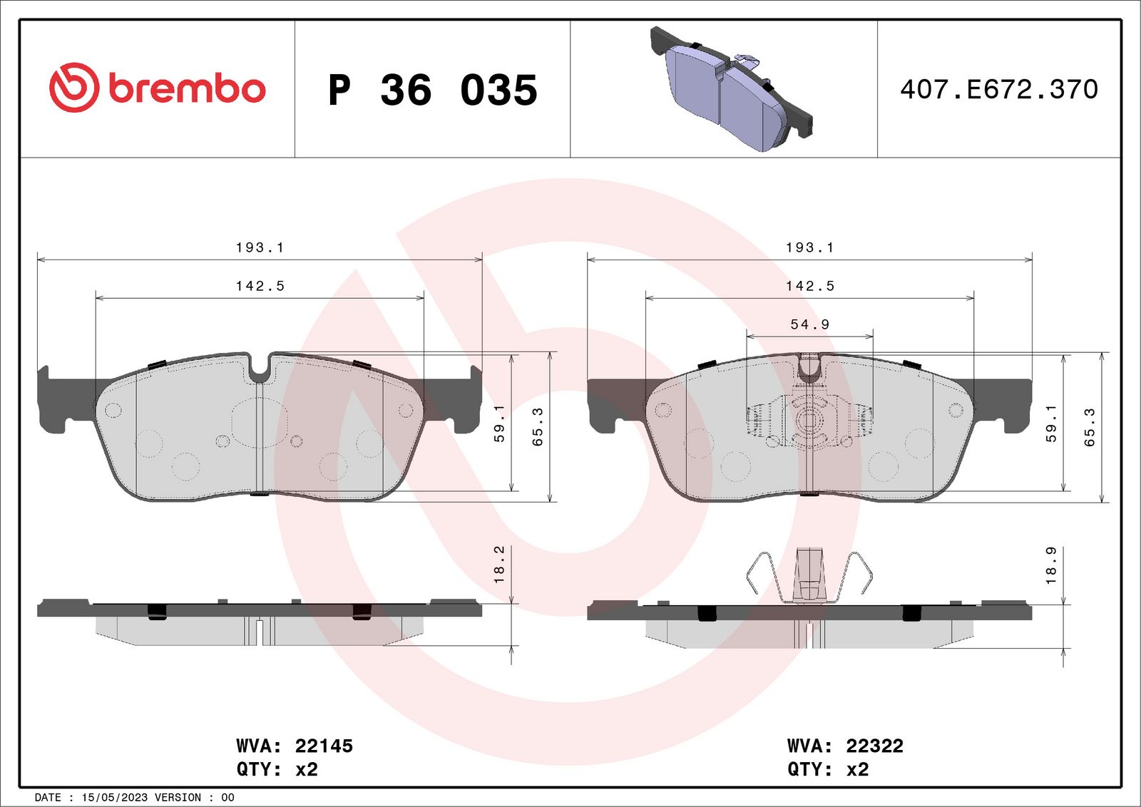 PRIME Low-Met Front Disc Brake Pad Set - P36035_03