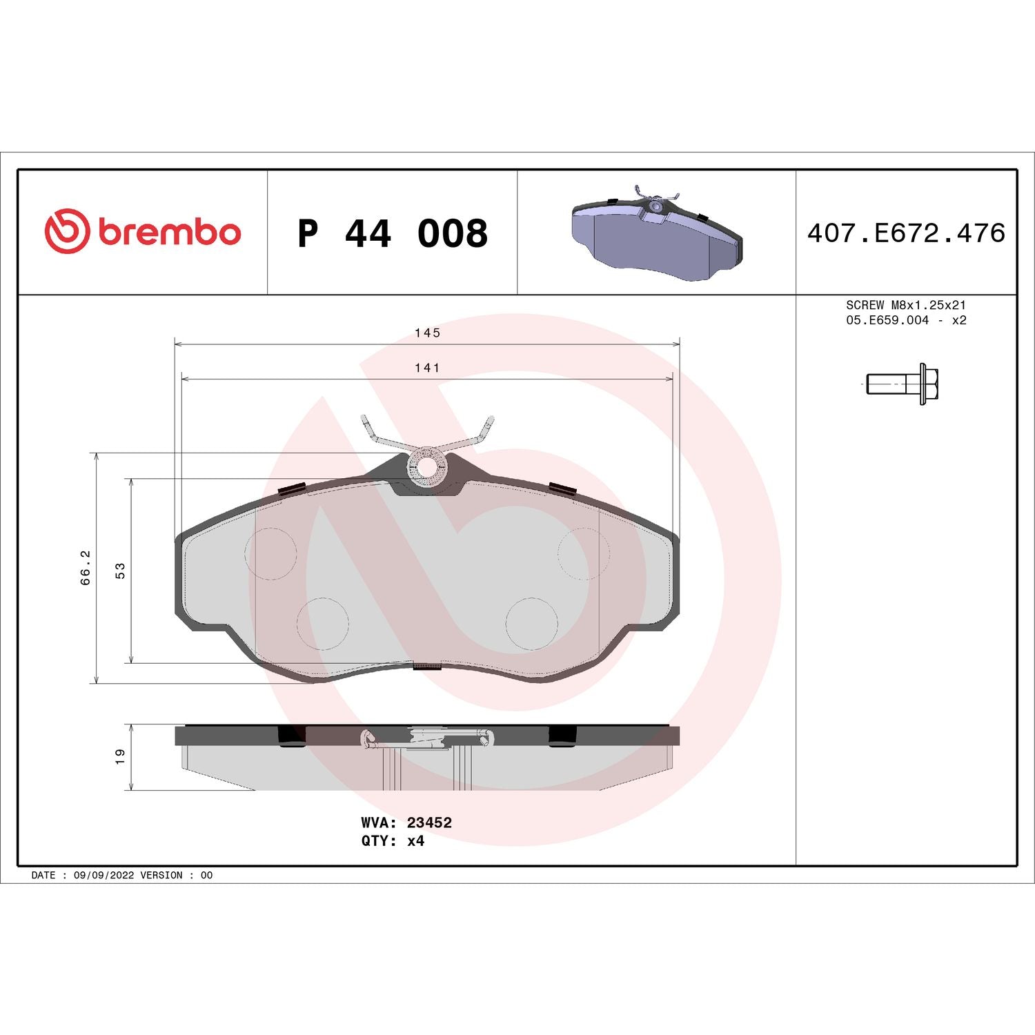 PRIME Low-Met Front Disc Brake Pad Set - P44008_01