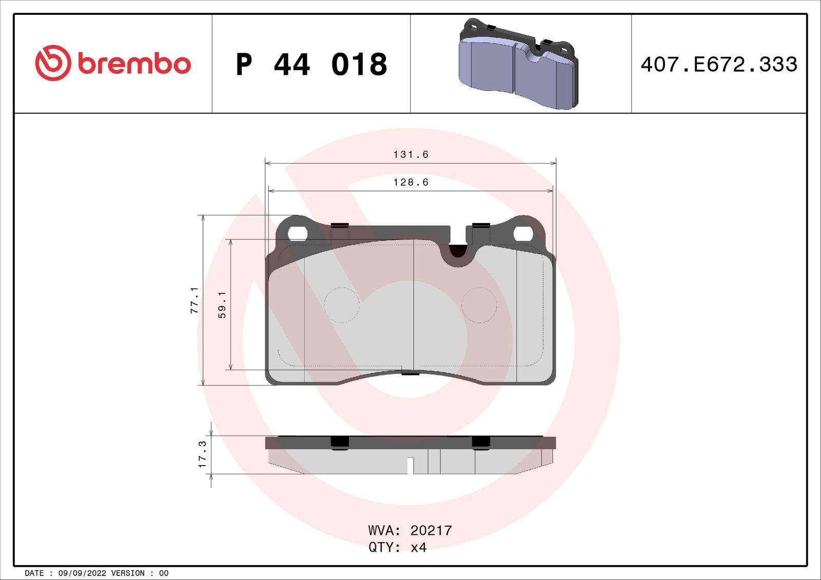 PRIME Low-Met Front Disc Brake Pad Set - P44018_03