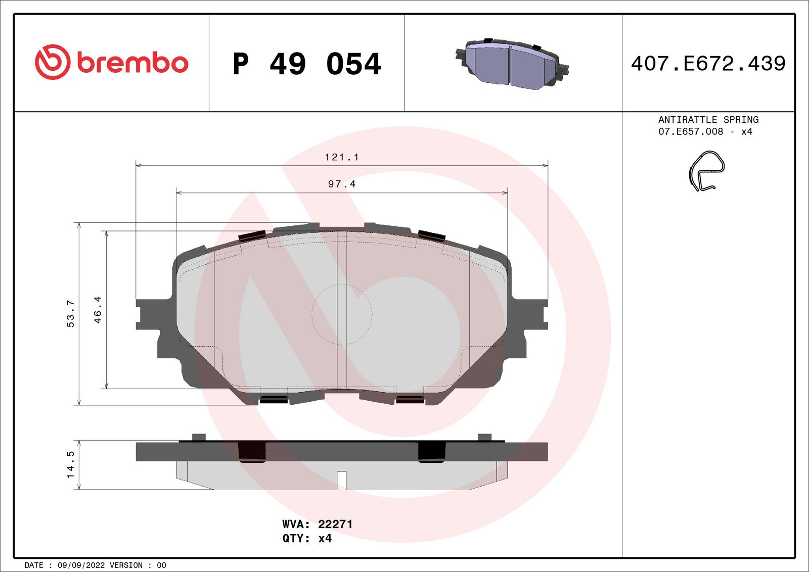 PRIME Low-Met Front Disc Brake Pad Set - P49054_03