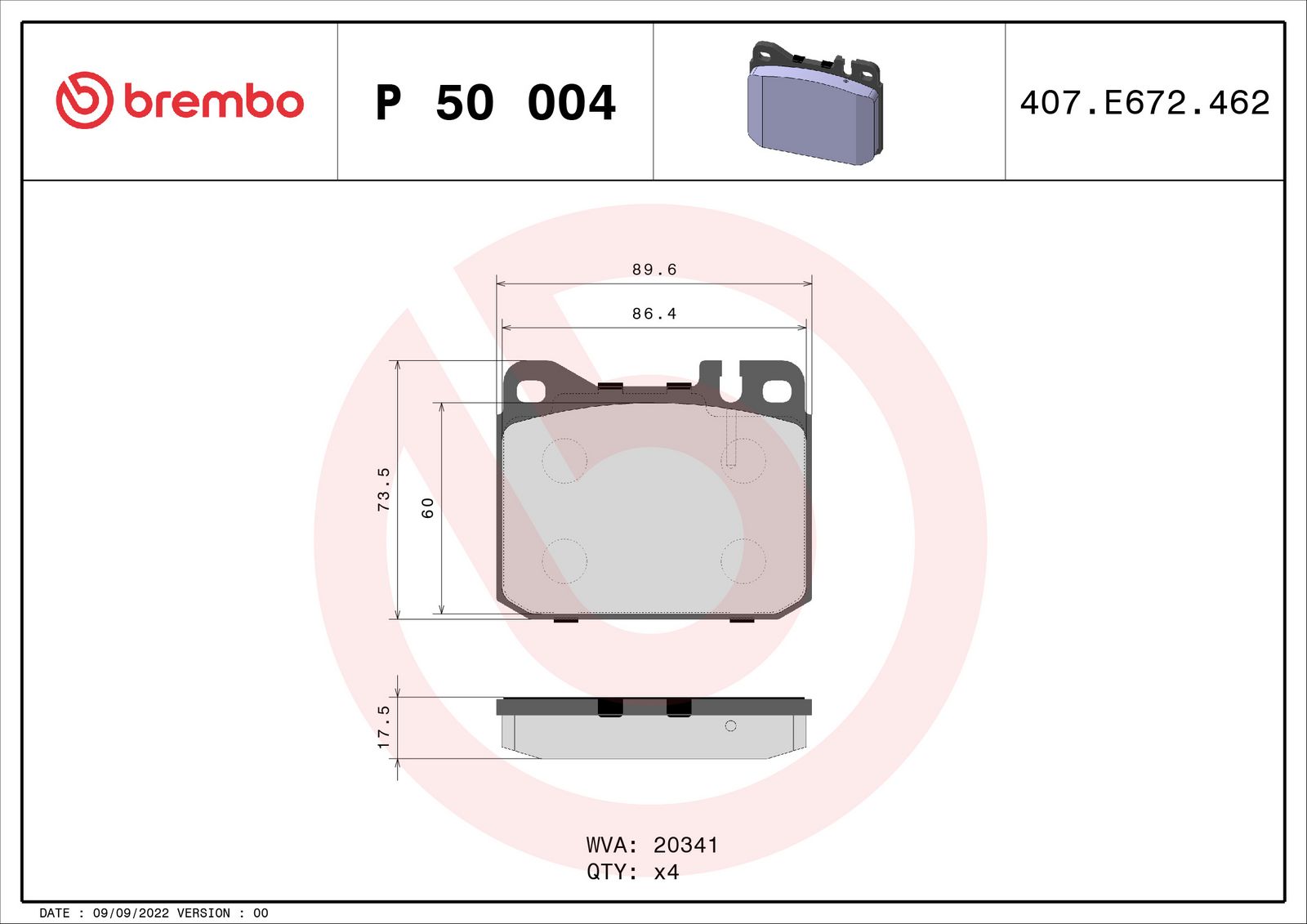 PRIME Low-Met Front Disc Brake Pad Set - P50004_05