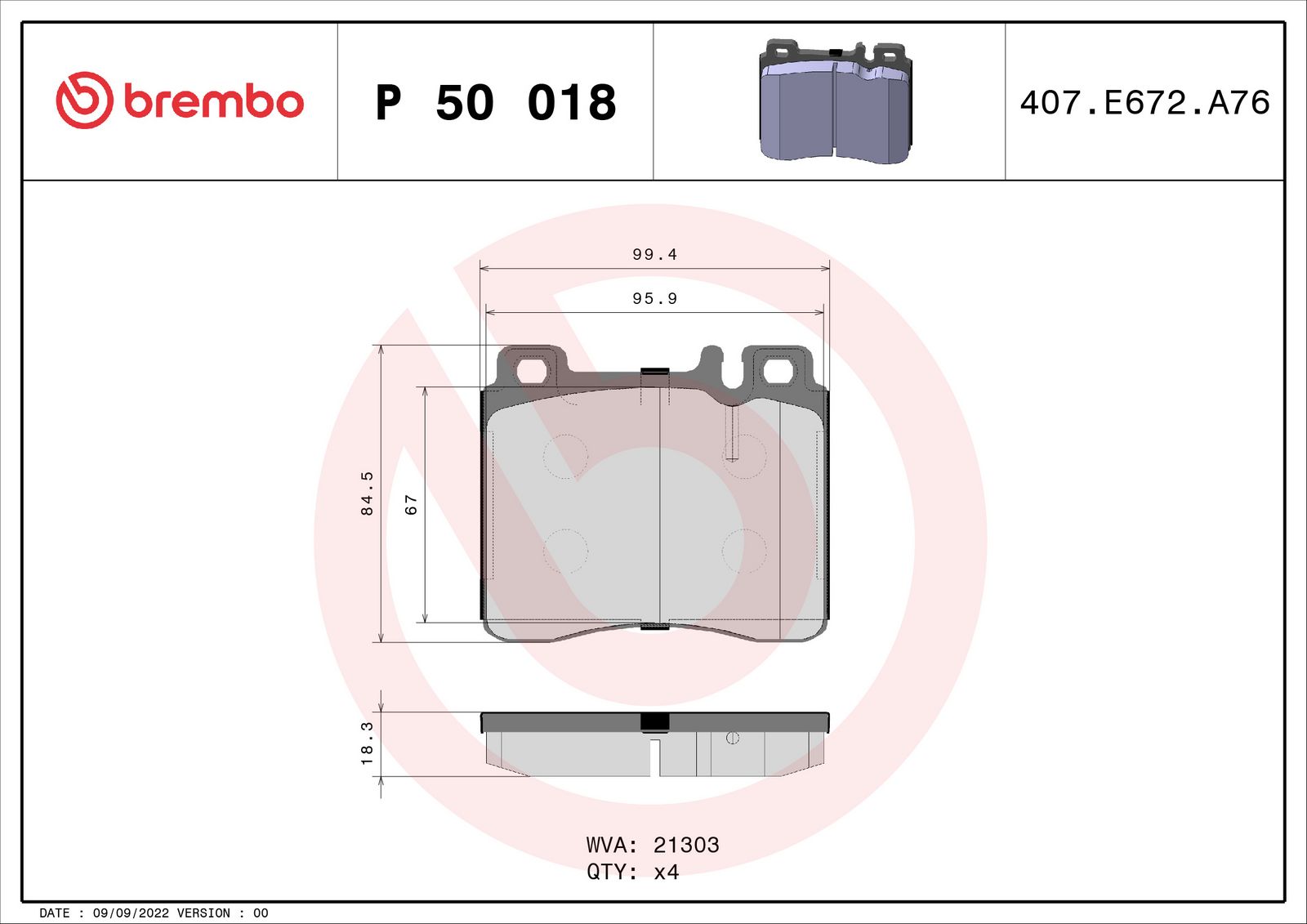 PRIME Low-Met Front Disc Brake Pad Set - P50018_03