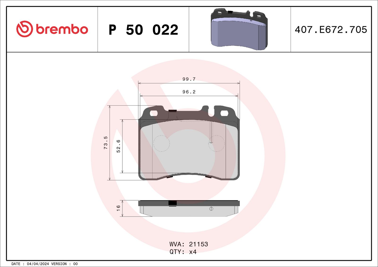 PRIME Low-Met Front Disc Brake Pad Set - P50022_03