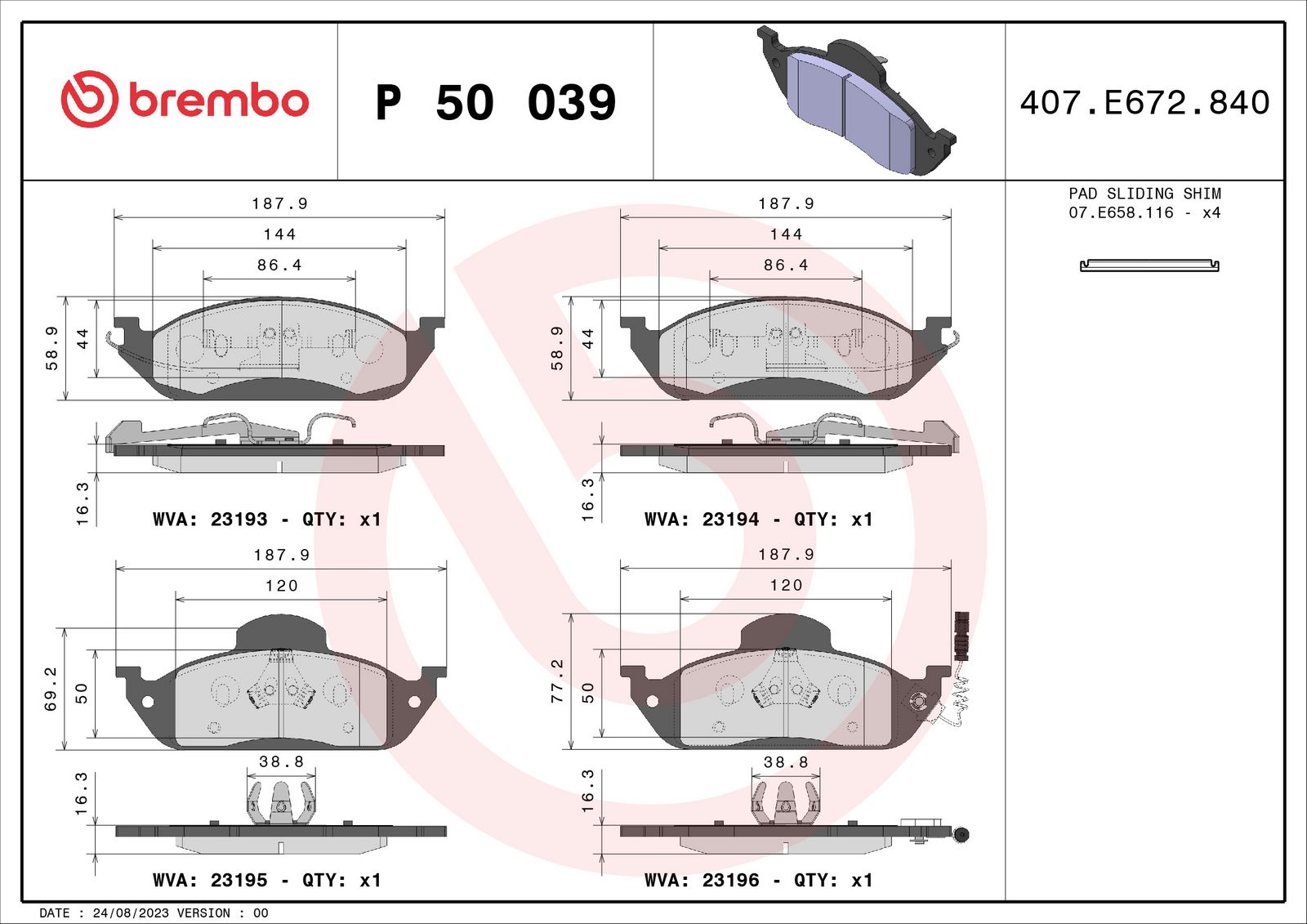 PRIME Low-Met Front Disc Brake Pad Set - P50039_03