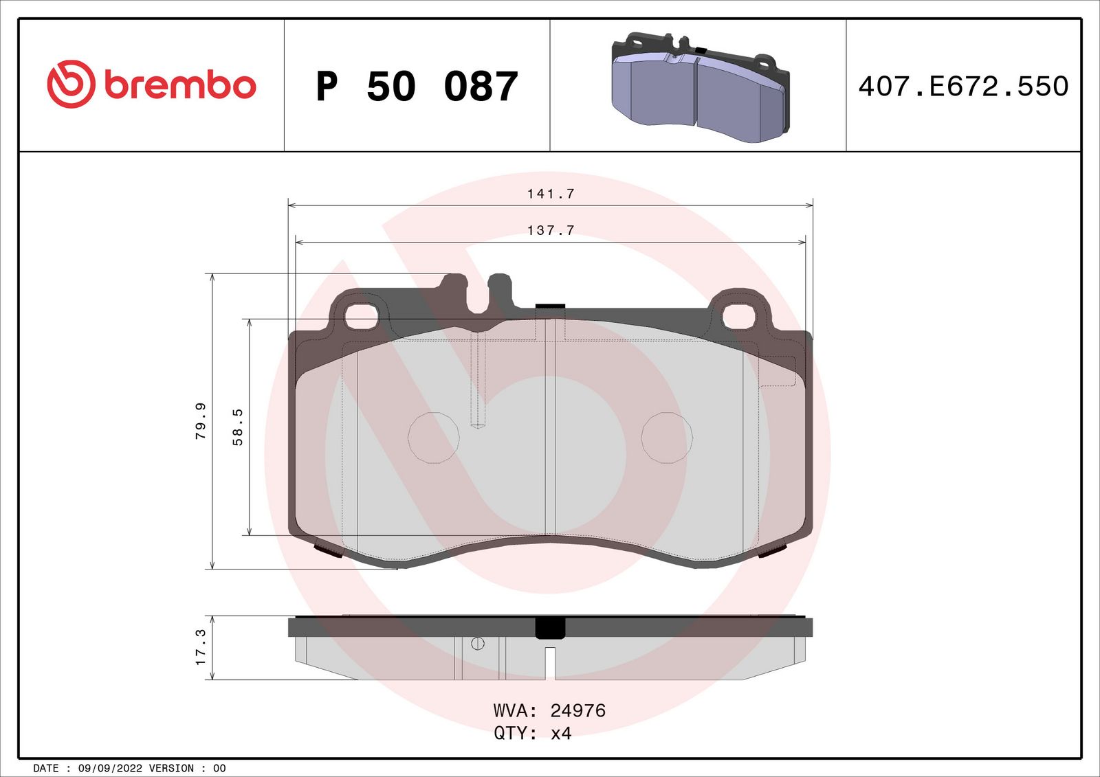 PRIME Low-Met Front Disc Brake Pad Set - P50087_03