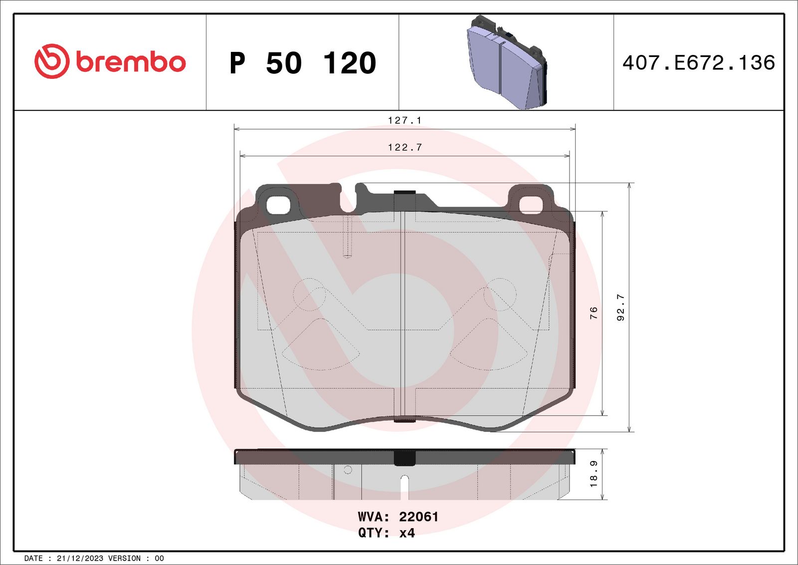 PRIME Low-Met Front Disc Brake Pad Set - P50120_03
