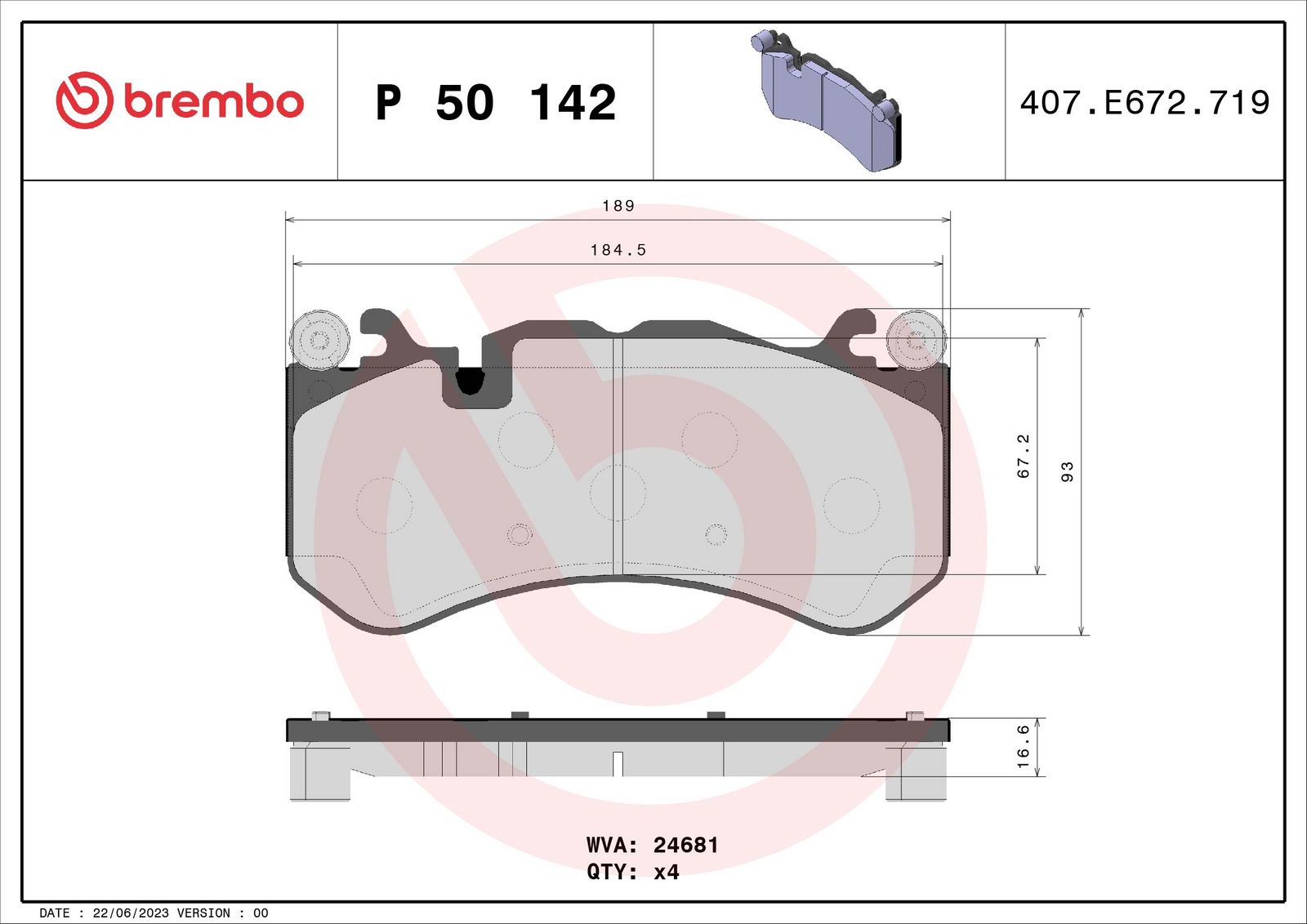 PRIME Low-Met Front Disc Brake Pad Set - P50142_03