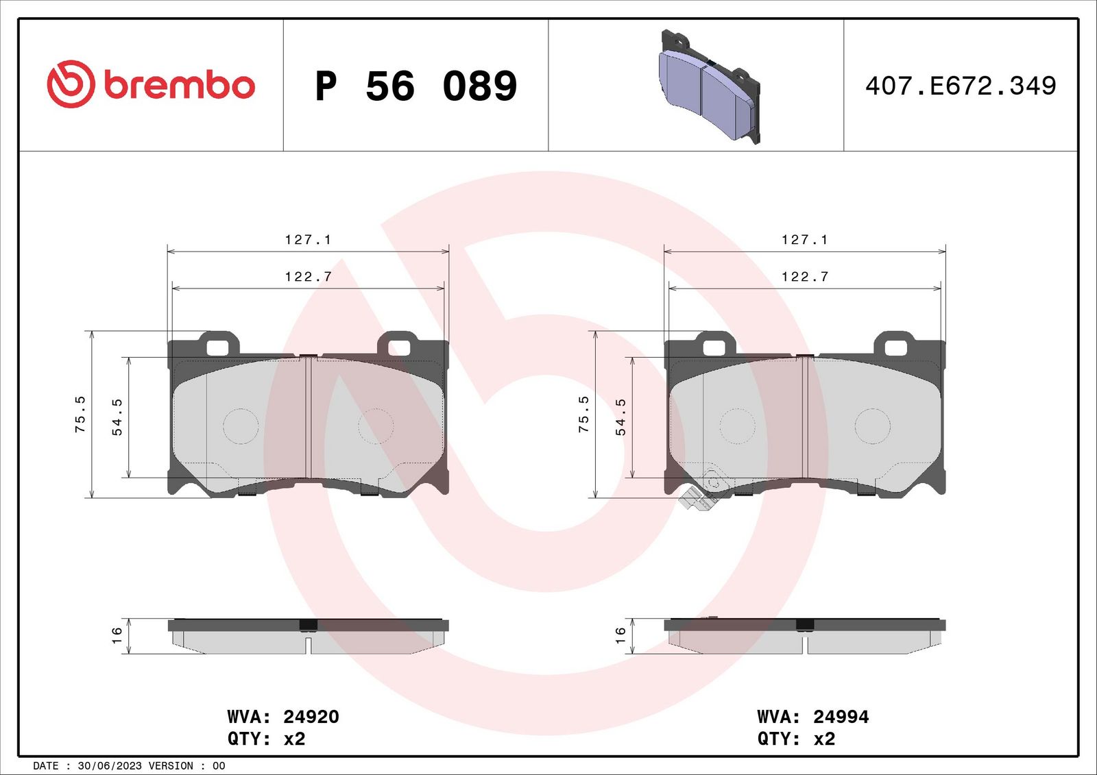PRIME Low-Met Front Disc Brake Pad Set - P56089_03