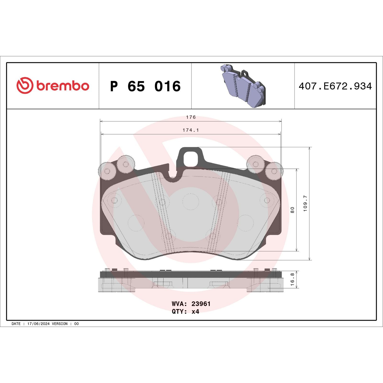 PRIME Low-Met Front Disc Brake Pad Set - P65016_01