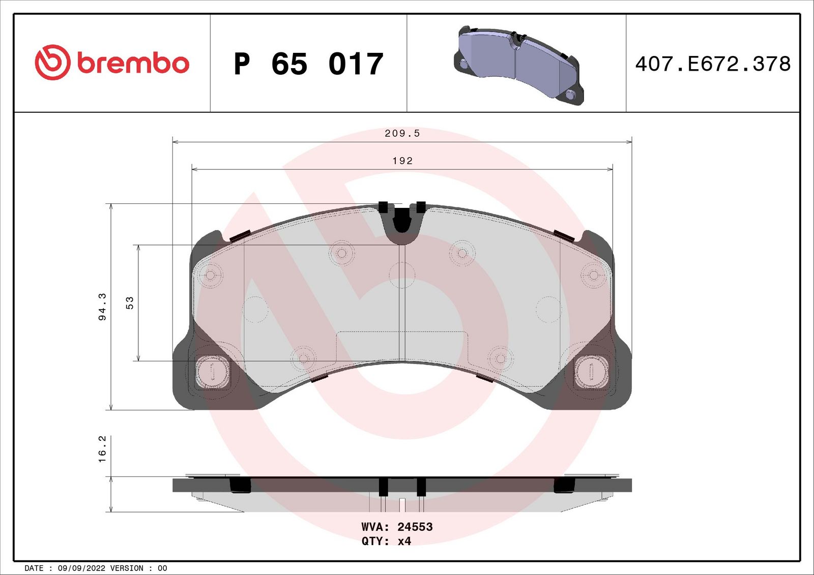 PRIME Low-Met Front Disc Brake Pad Set - P65017_03