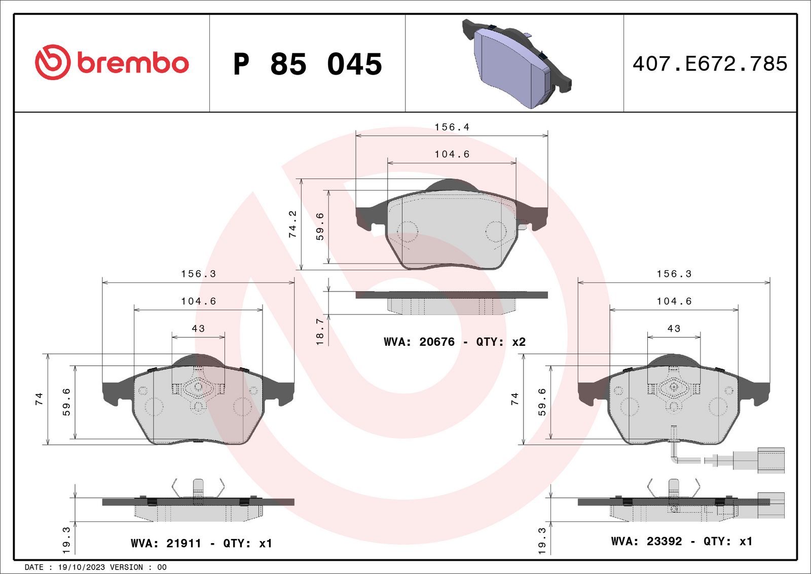 PRIME Low-Met Front Disc Brake Pad Set - P85045_03